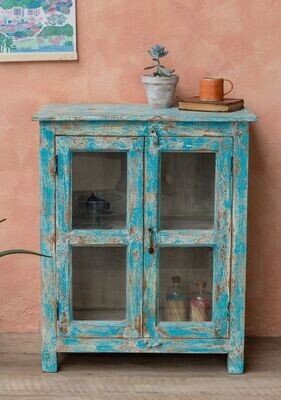 A closer look at this fine glazed cabinet with two glazed opening doors.