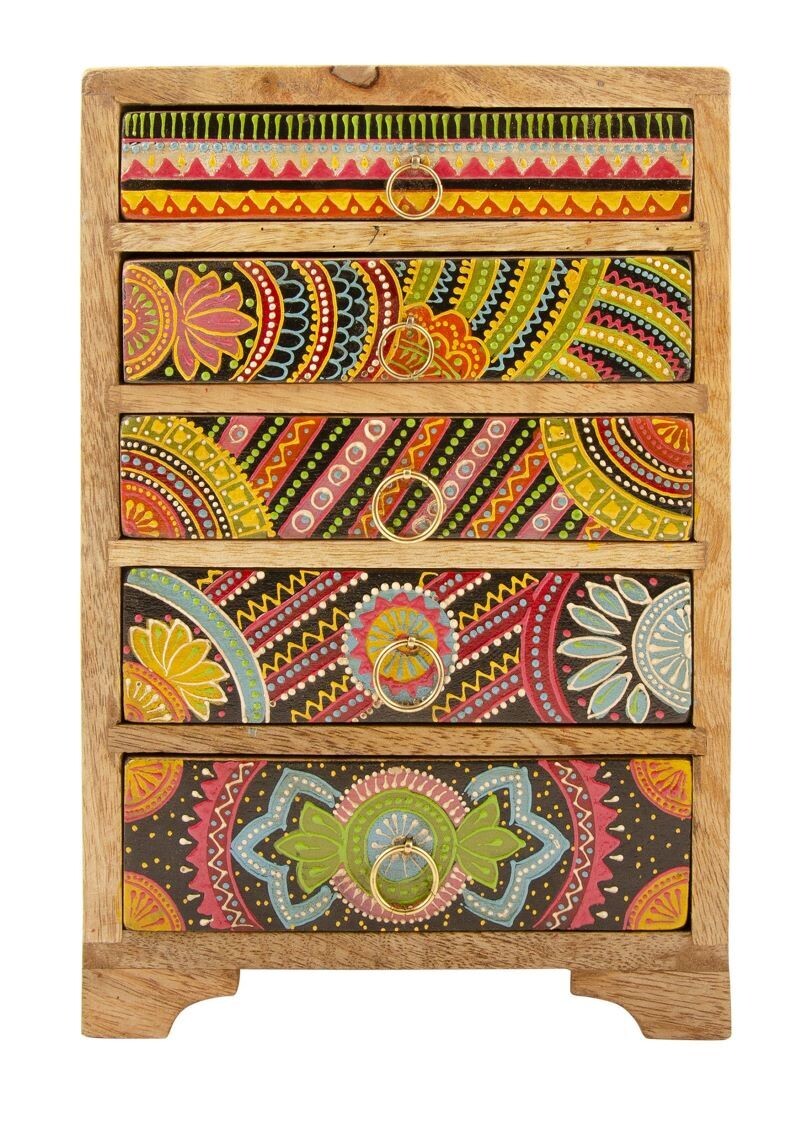 Add a bit of Harmony Sharifa colour to your room with this fabulous tabletop five drawer chest.  