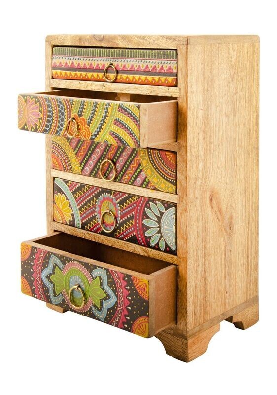With four large drawers and one shallow top drawer, you can safely store away all of your precious items.