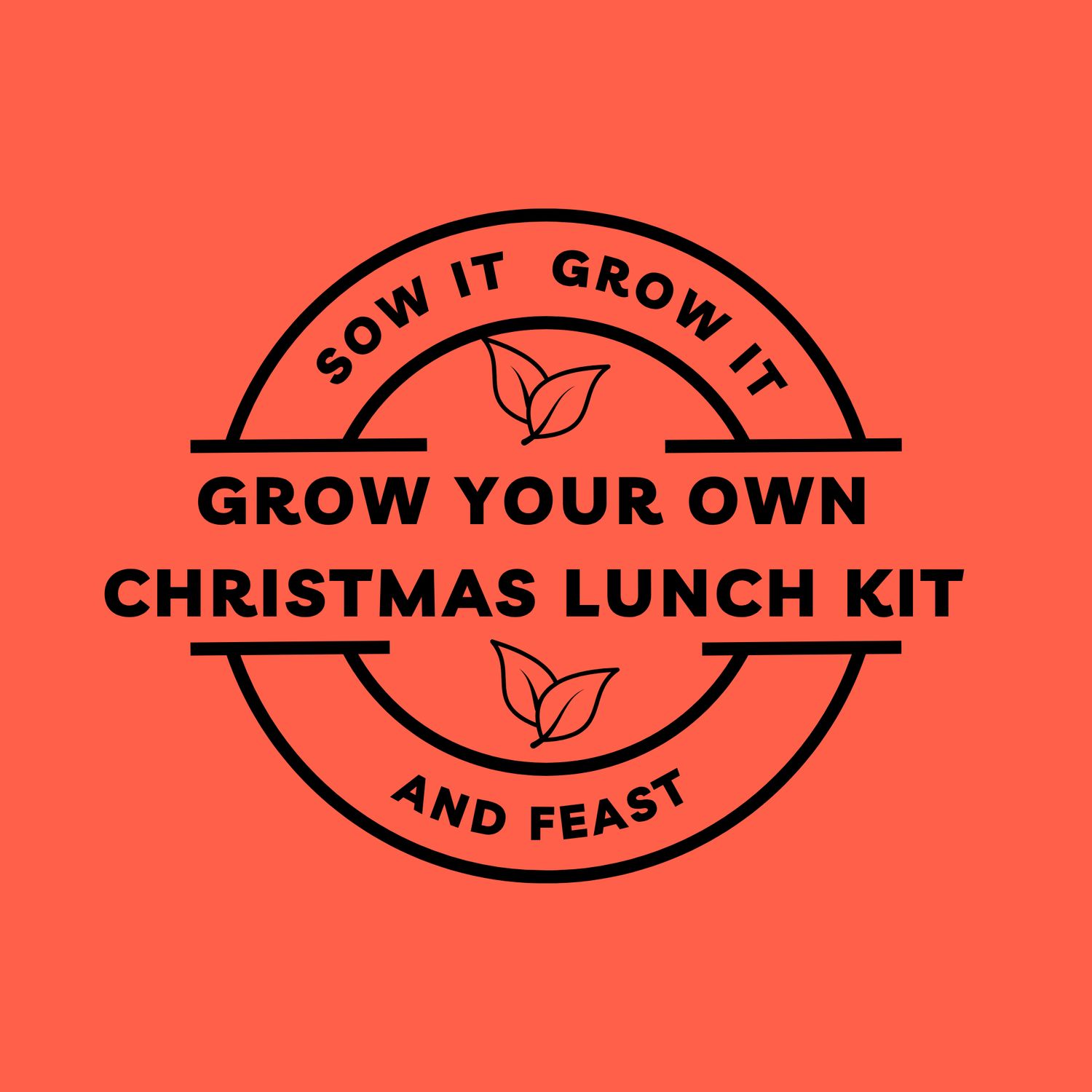 Circular Ink Stamp Product Logo for Grow Your Own Christmas Lunch Kit.  sowitgrowitandfeast.co.uk