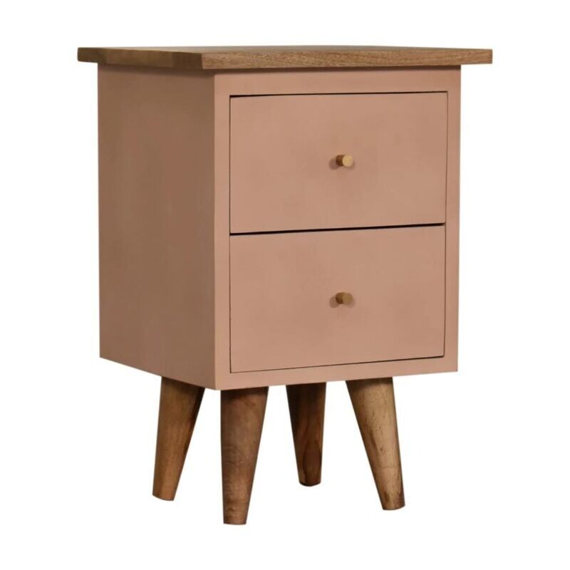 Tonic Hand Painted Bedside Cabinet
Powder Pink Paint.
Two Drawers.
Nordic Style Legs
Natural Finish Top Surface