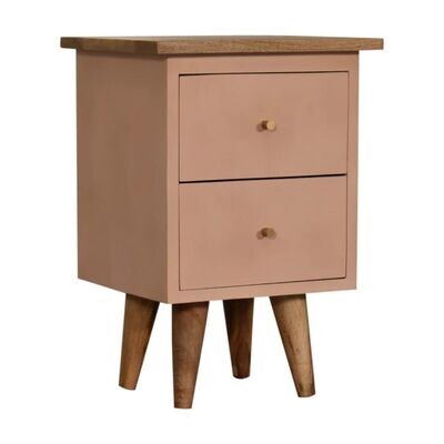 Tonic Hand Painted Bedside Cabinet
Powder Pink Paint.
Two Drawers.
Nordic Style Legs
Natural Finish Top Surface