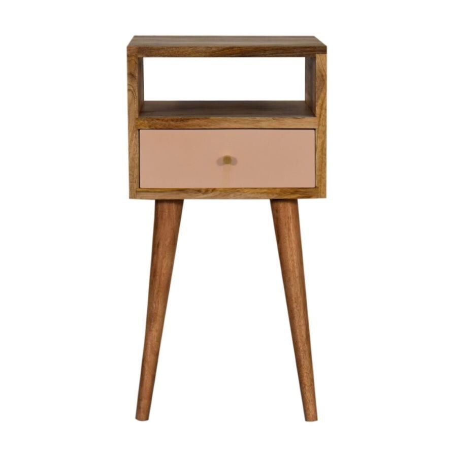 Tonic Hand Painted Open Bedside Table - Powder Pink The Tonic is our best selling bedside cabinet, and this one comes with a lovely pink drawer front.