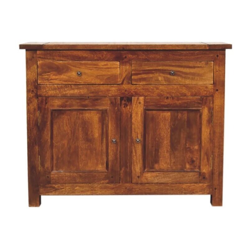 Strand Sideboard The Strand sideboard is exceptional in our Strand range. Made from solid Mango wood, and with a lovely chestnut finish, it looks so elegant.