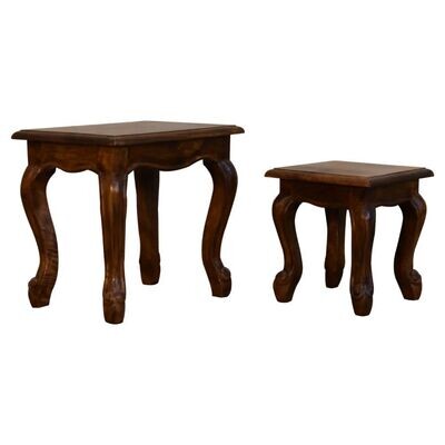 Lacey Chestnut Finish Nesting Tables
Two Pieces.
Carved Legs