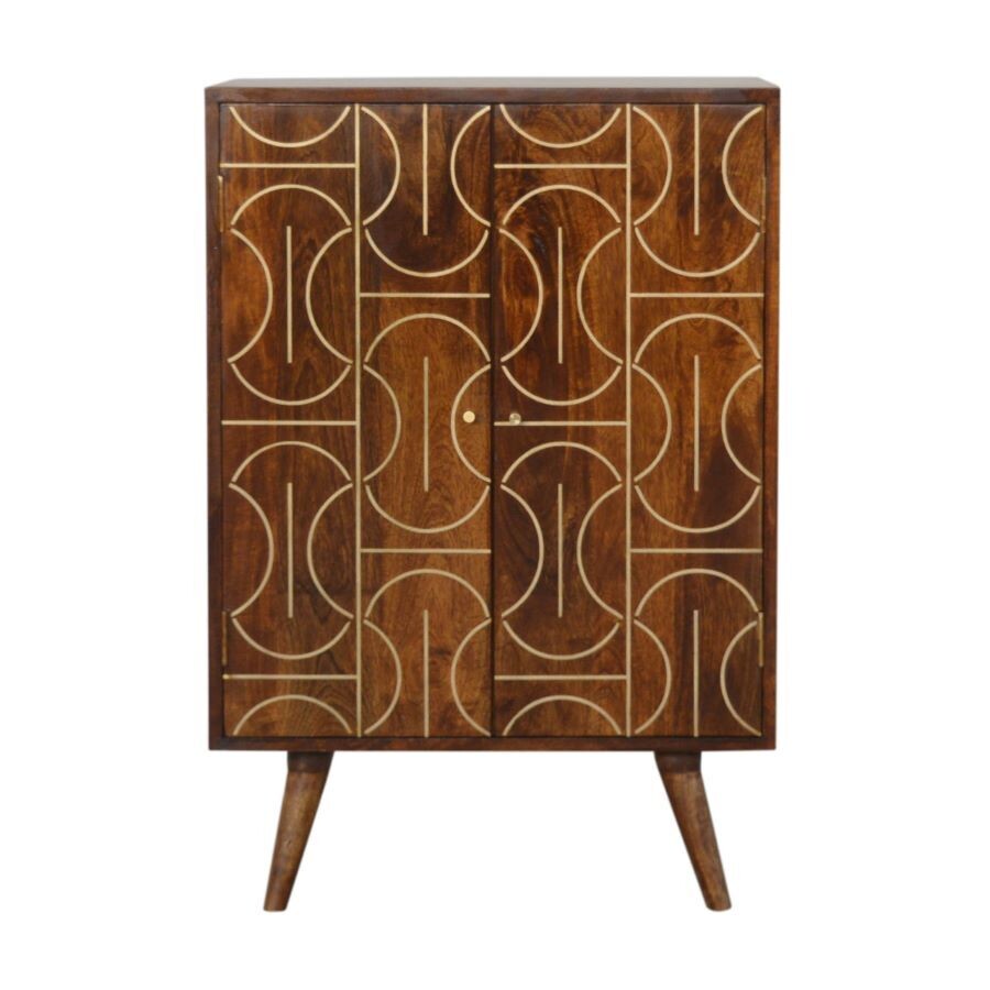 Abstract Chestnut Cabinet An interesting design gives this Abstract Cabinet a personality of its own.