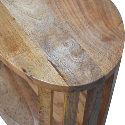 It is crafted by hand of solid mango wood with an oak effect finish. See the quality in this image.