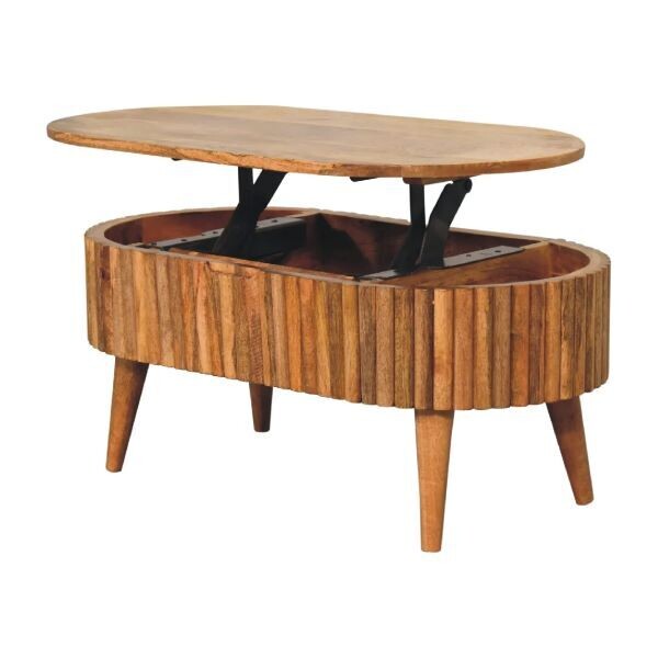 But here's the surprise! The table top has risen to display a storage area within!