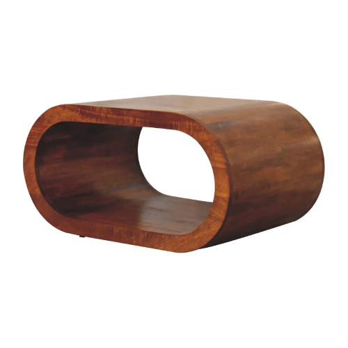 A view from the side shows the curved features