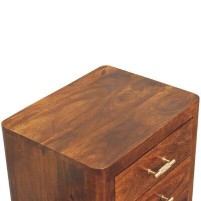 Craftsman made, the cabinet has a beautiful warm chestnut finish