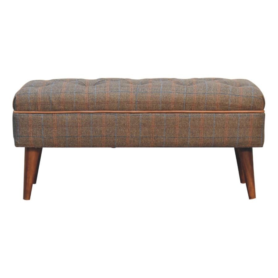 Stirling Tweed Bedroom Bench How many times have you wanted something like this in your bedroom? Well, this is better than your dreams, with real Multi Tweed fabric, and leather piping making up the seat pad.