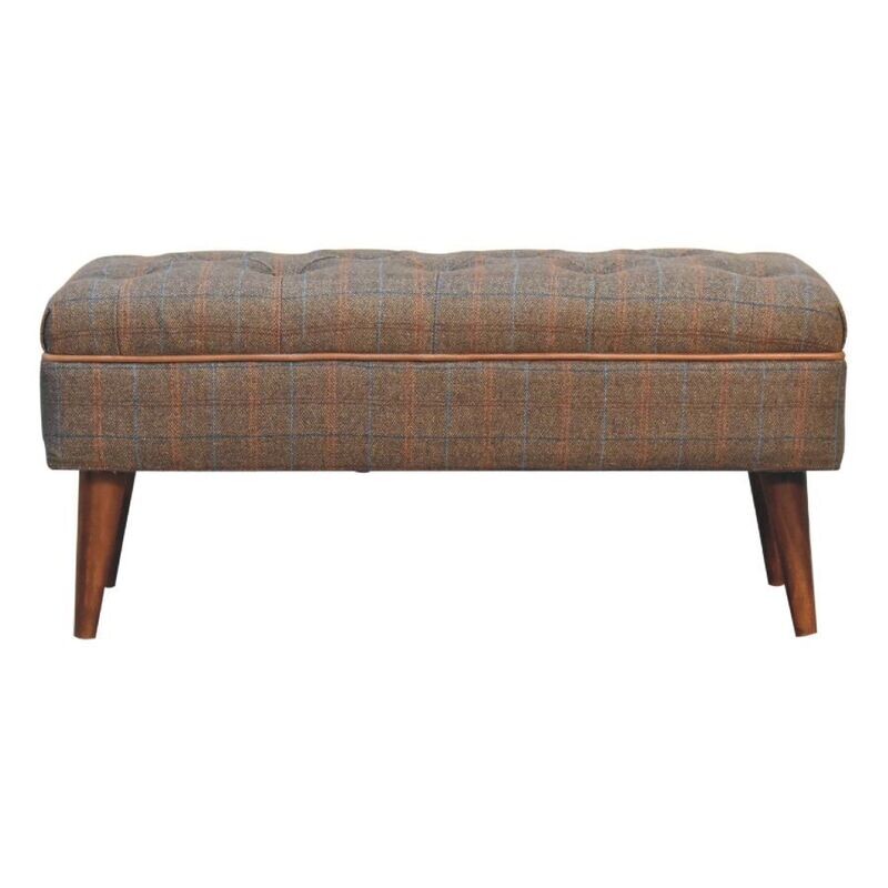 Stirling Tweed Bedroom Bench How many times have you wanted something like this in your bedroom? Well, this is better than your dreams, with real Multi Tweed fabric, and leather piping making up the seat pad.