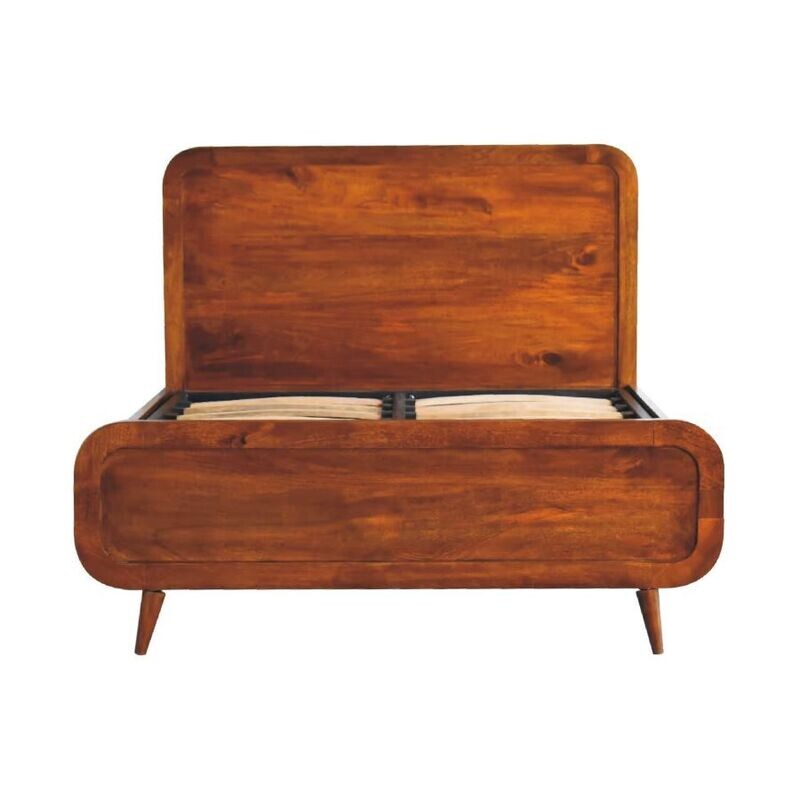 Perth Chestnut Double Bed Perth Chestnut Double bed
Chestnut Finish wooden frame, headboard and footboard.
Nordic style feet