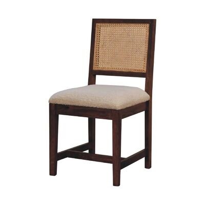 With a white seat pad, it contrasts so well with the Chestnut finish of the wooden frame and legs.