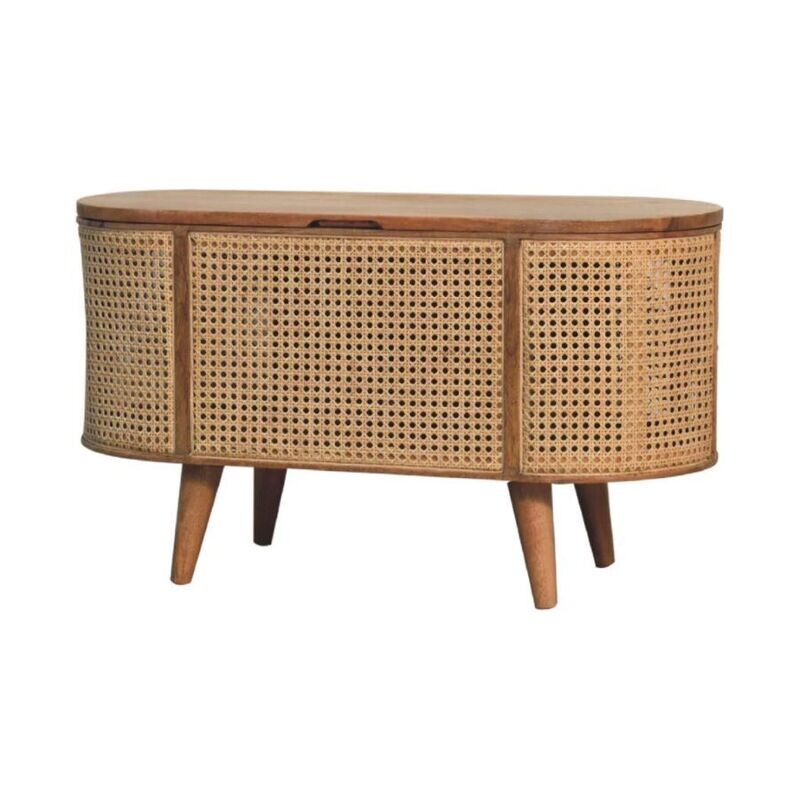 The Cara Rattan Oak Finish Blanket Box