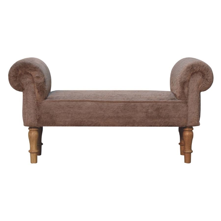 Mia Mocha Faux Fur Bedroom Bench Real luxury with this fine bedroom bench