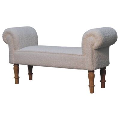 Boucle White Bedroom Bench