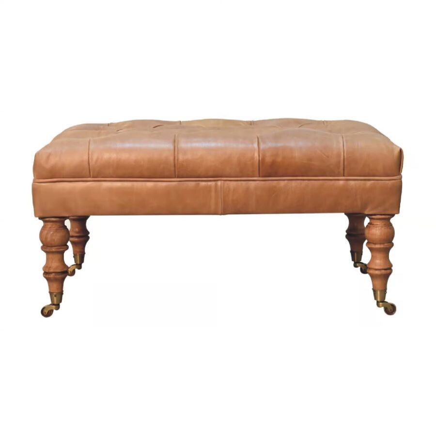 Washington Tan Leather Bench Washington Tan Leather Bench
