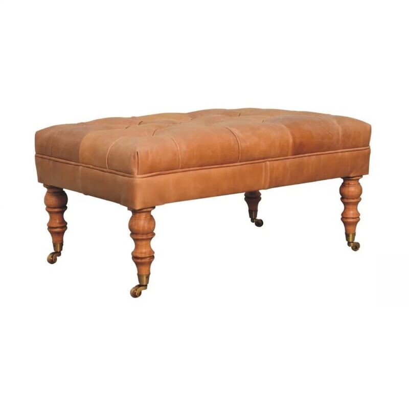 Washington Tan Leather Bench