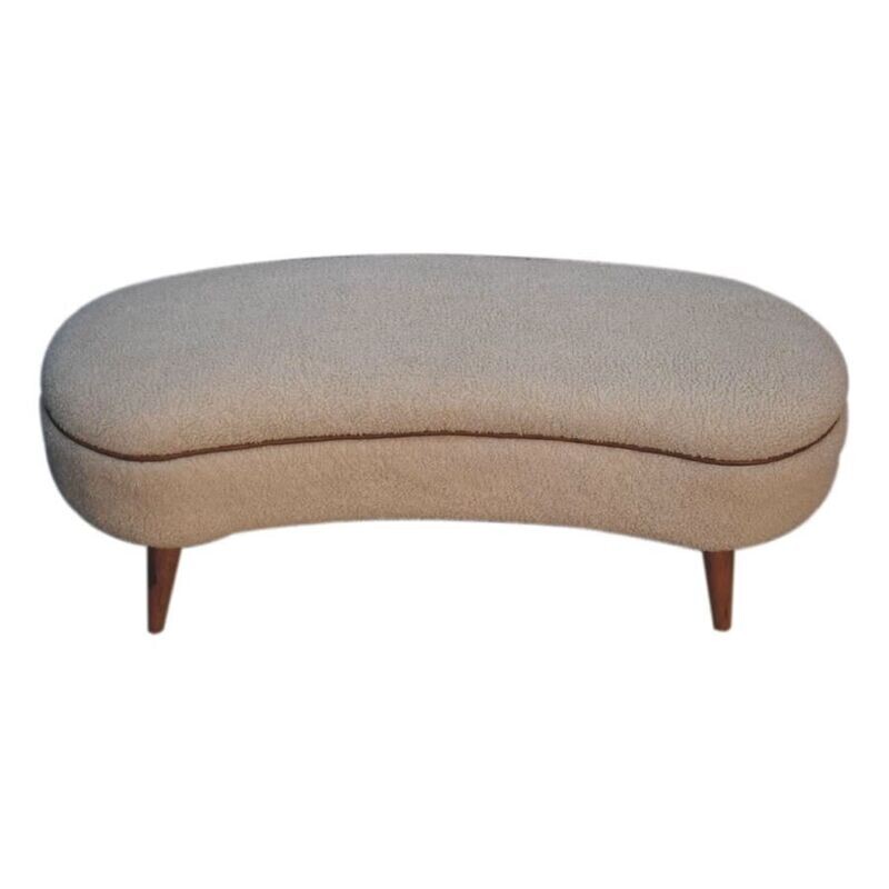 Boucle Curved Storage Bench