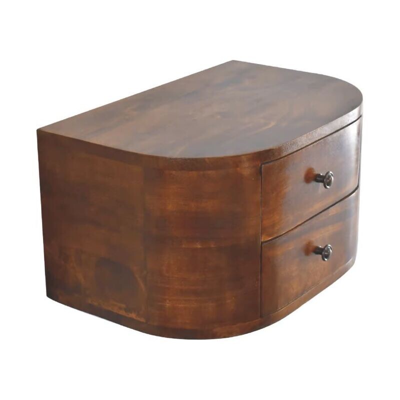 A lovely chestnut finish on solid mango wood, and ideal if you like to keep a number of things close to you at night!