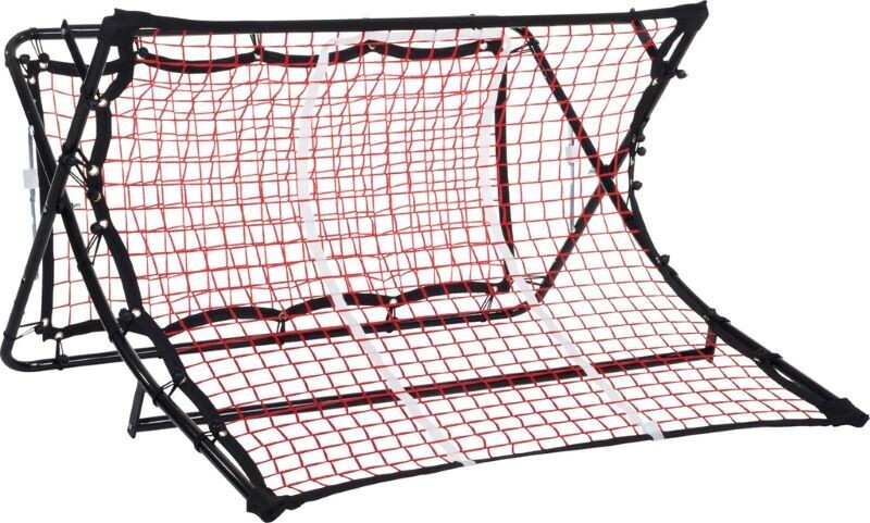 Pure2improve Football Rebounder & Ramp
Black Metal Fram with red net rebounder
Image: Front Elevation