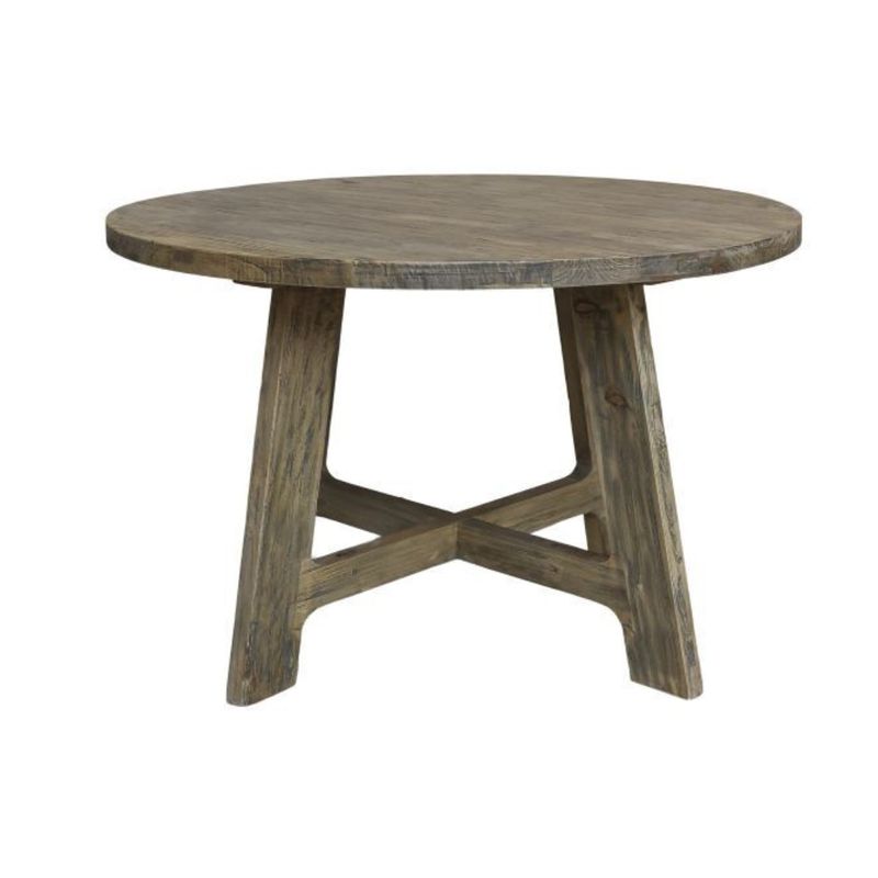 French Round Dining Table Made from recycled wood, this French Round Dining Table has a diameter of 120 cm (four feet) which is the ideal size for a four seater table.