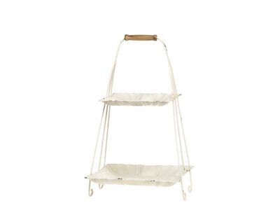 An antique style etagere for displaying any manner of objects in your home. Made from iron with a wooden handle and standing at a proud 54 cm, this fine addition to your home will put you a class apart.