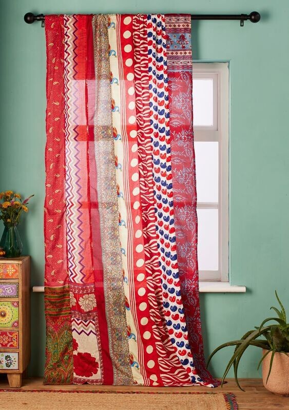 Recycled Sari Curtain Panel
Red Patterns
