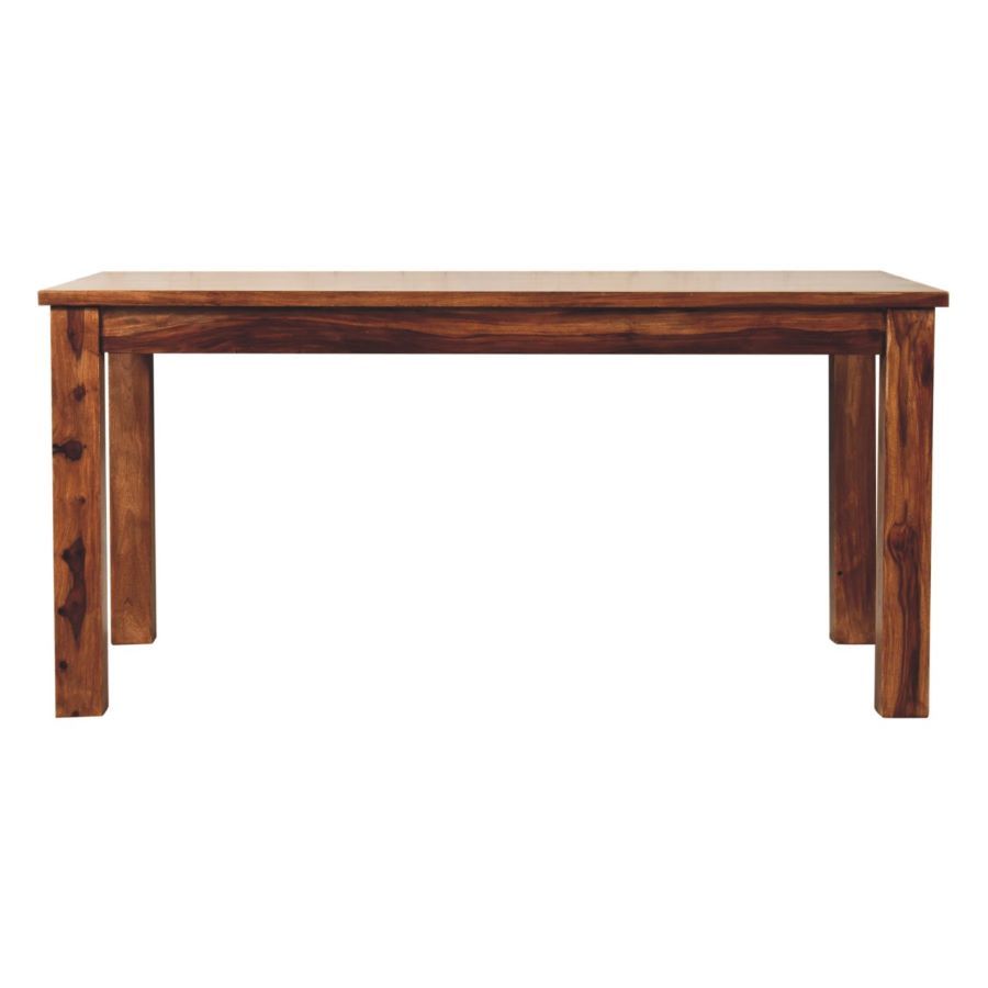 A clean lines dining table in a caramel chestnut finish made of solid Sheesham wood