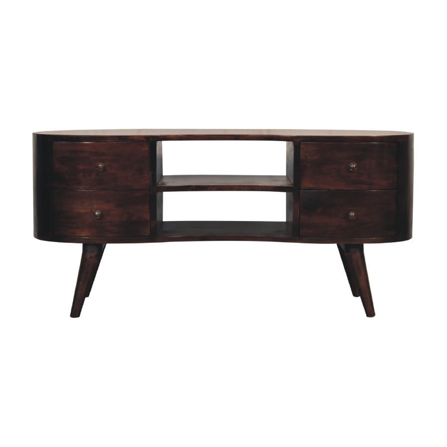 Belgravia Walnut Wave Media Unit Stylish walnut media unit with sculpted wave-front doors, practical storage and an elegant, timeless design.