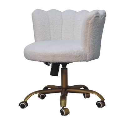 The comfortable seat is cotton and polyester blend for harder wearing and cleaning, and the seat back has a scalloped top.