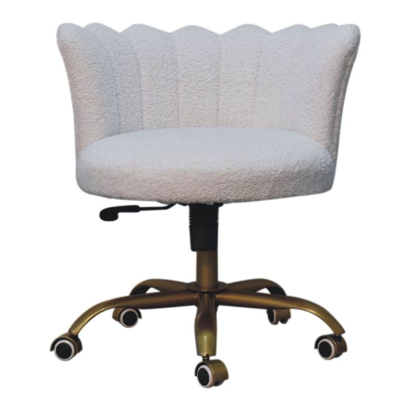 Well, there's a rather special chair! A beautifully made swivel chair with a white boucle seat.