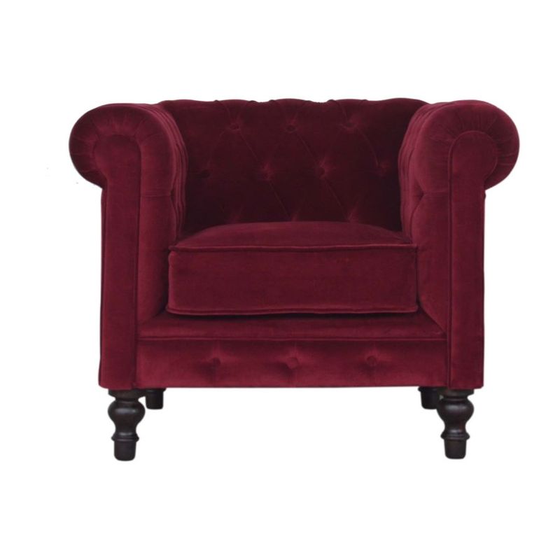 In Wine Red this Chesterfield Armchair looks luxurious and regal. 