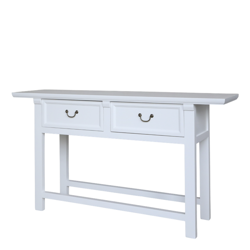 Just like our Black Service Table, but wherever a white finish would suit more. Lots of uses in a domestic or commercial setting, with two drawers and just 40 cm depth. Useful in any dining, laundry, utility or hallway position.