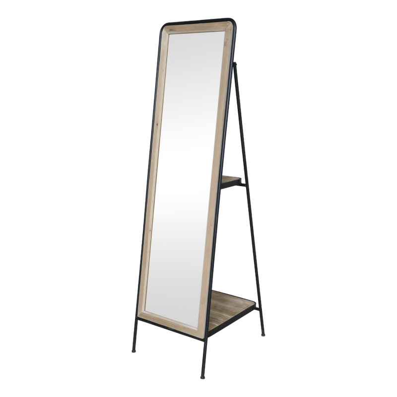 Mona Mirror A classic full length standalone mirror with a handy shelf behind it.