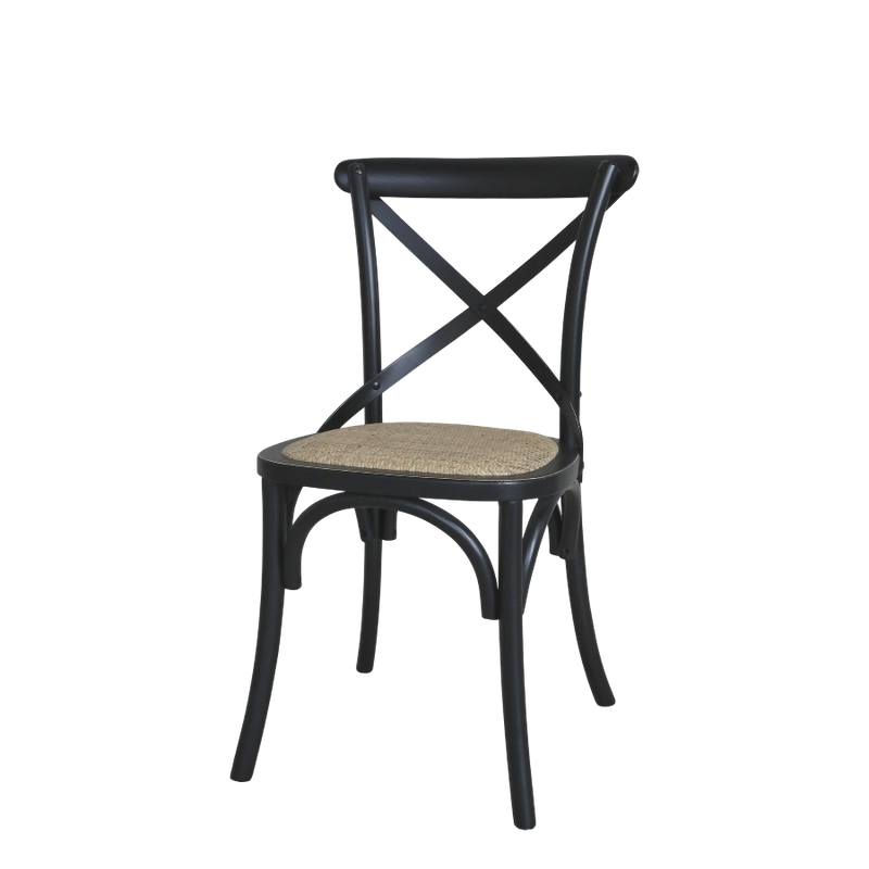Antique Black French Wicker Chair (Set of Two) Beautiful and comfortable wicker seat on an antique black frame makes this chair one of the smartest that you can own. It is equally attractive as a casual chair, or around the dinner table. Also suitable in a variety of commercial settings too for those who insist on the very best.
Made from rubber wood, with a rattan wicker weave seat, the black finish just cannot look out of place anywhere, and a quality only to be admired.
Comes in a pair.