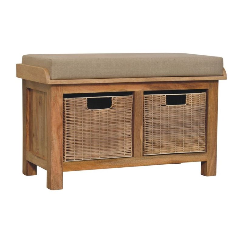 A view showing the front and side. This bench would be perfect in a hallway, conservatory or boot room.