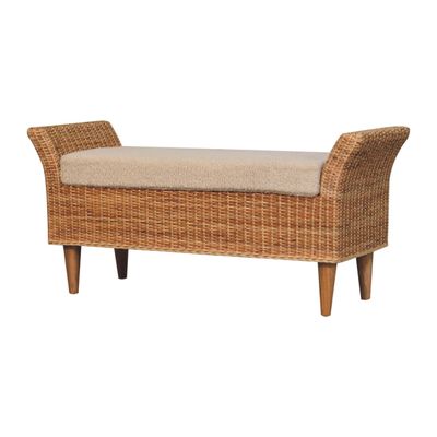 Cresta Boucle Woven Bench
Wooden legs, Winged natural woven finish sides with a Cream Boucle Seat Pad
Diagonal View