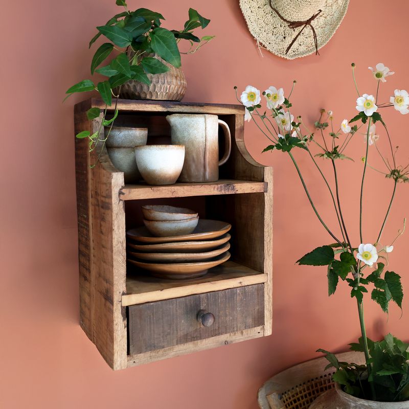 Amelie Wall Shelf Unit made from reclaimed and recycled wood.