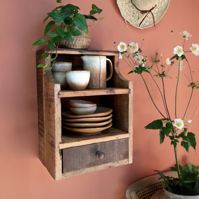 Amelie Wall Shelf Unit made from reclaimed and recycled wood.