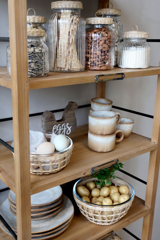 This is an extremely useful shelf unit in a room setting, built with five fir wood shelves.
Each shelf has iron bars at the sides and back to ensure nothing slips off, and metal detail tags.
And for handy mobility, there are good sized wheels so you can safely move the unit to a more convenient position when you need to.
Dimensions: H 157 x L 59.5 x W 35.5 cm