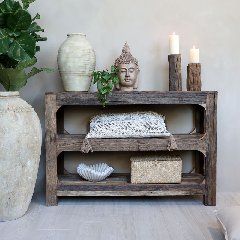 Amelie low shelving unit. Made fr
Made from recycled, reclaimed wood as you would expect.
Dimensions H 80 x L 120 x W 40 cm
