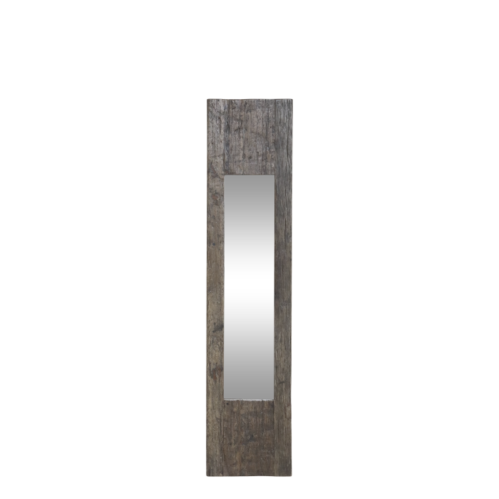 Amelie Mirror Amelie Mirror
Large Narrow Plank of recycled dark aged wood set with a rectangular mirror