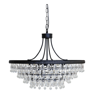 Concorde Glass Prisim Chandelier
Black Wide Rimmed with four layers - tapering in.
Small Glass Drop Shaped Prisims