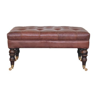 Washington Brown Leather Bench The Washington Leather Bench now comes with a Buffalo Brown seat pad. Suitable for your home.