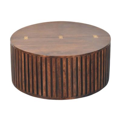 California Walnut Circular Storage Coffee Table