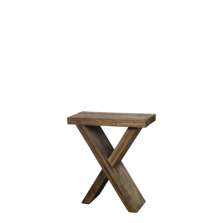 Amelie pair of recycled wood side tables with rustic finish, open shelf and chunky handcrafted design.