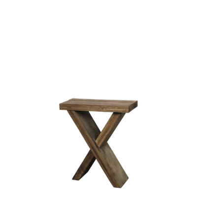 Amelie pair of recycled wood side tables with rustic finish, open shelf and chunky handcrafted design.