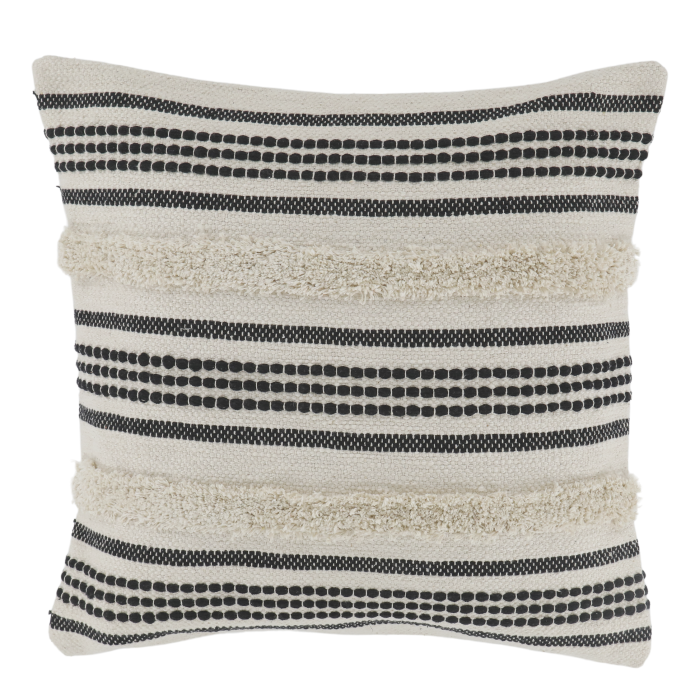 Chic Square Cushion Floral - Black & Cream Pattern